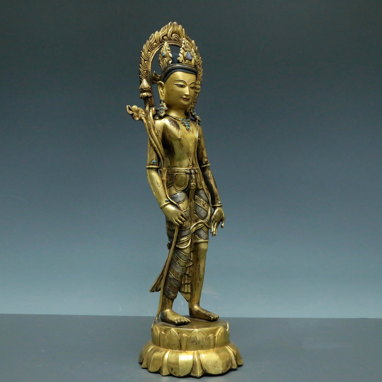 A Brilliant Gilt-Bronze Silver Figure Of Tara