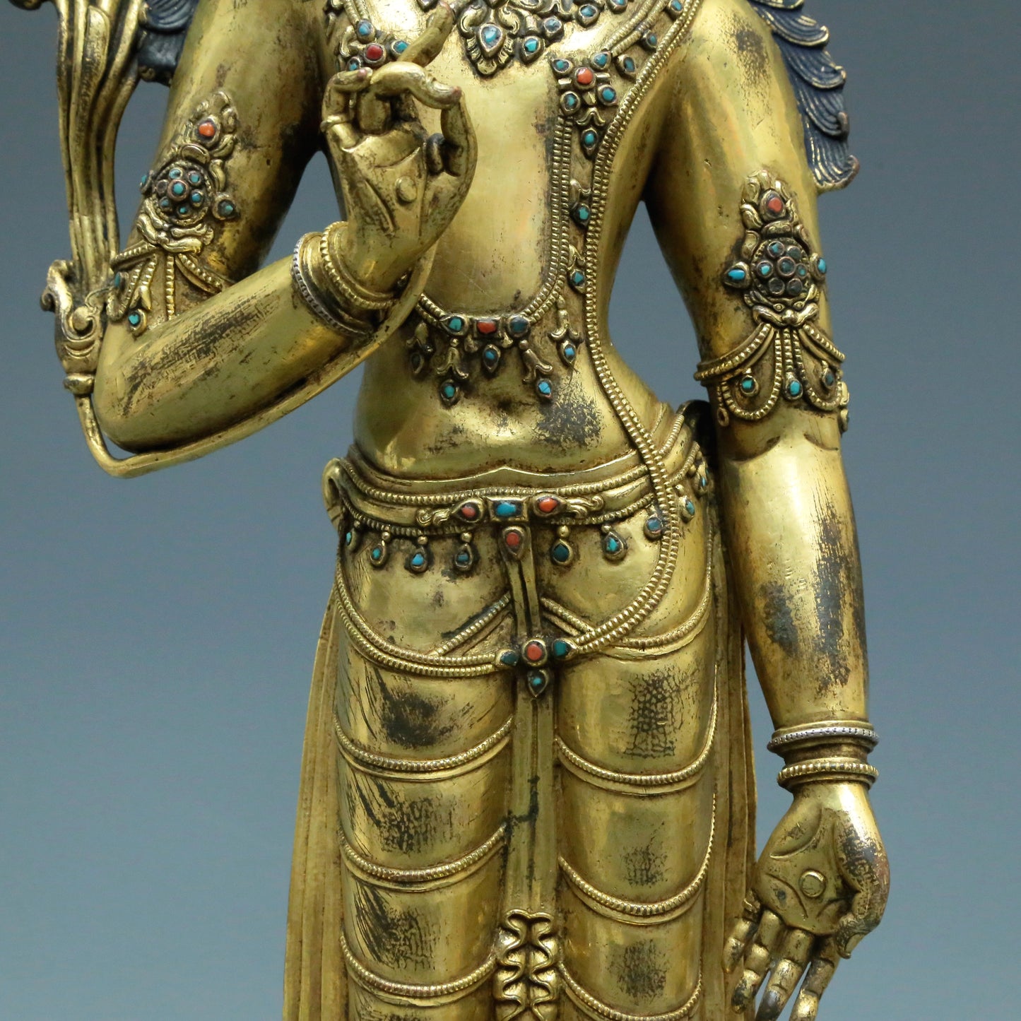 A Brilliant Gilt-Bronze Gem-Inlaid Figure Of Tara