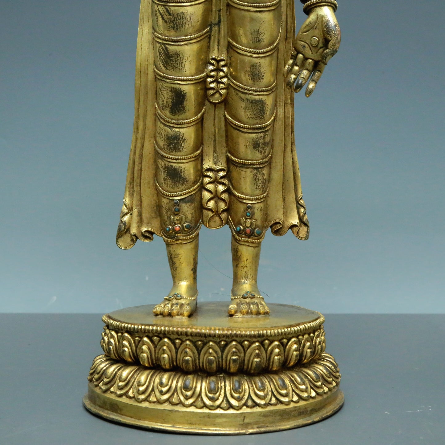 A Brilliant Gilt-Bronze Gem-Inlaid Figure Of Tara