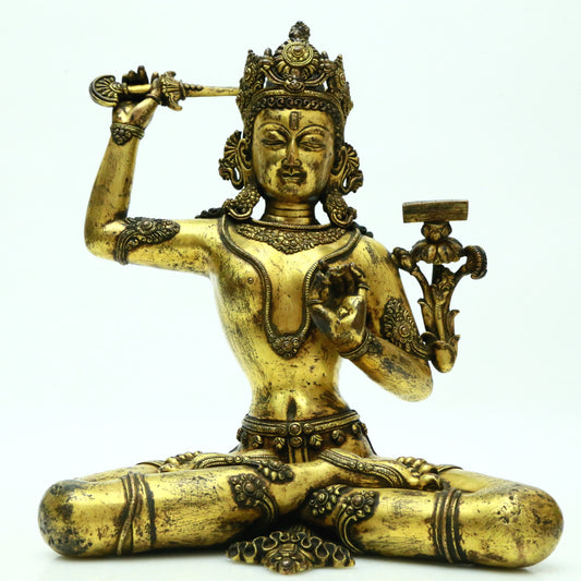 A Superb Gilt-Bronze Figure Of Manjusri