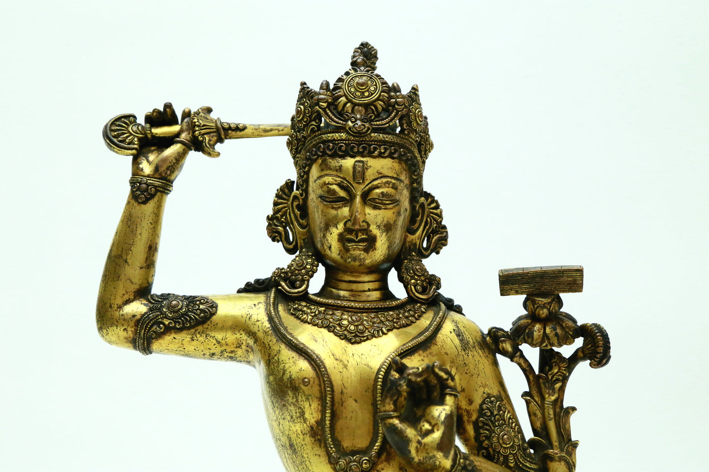 A Superb Gilt-Bronze Figure Of Manjusri