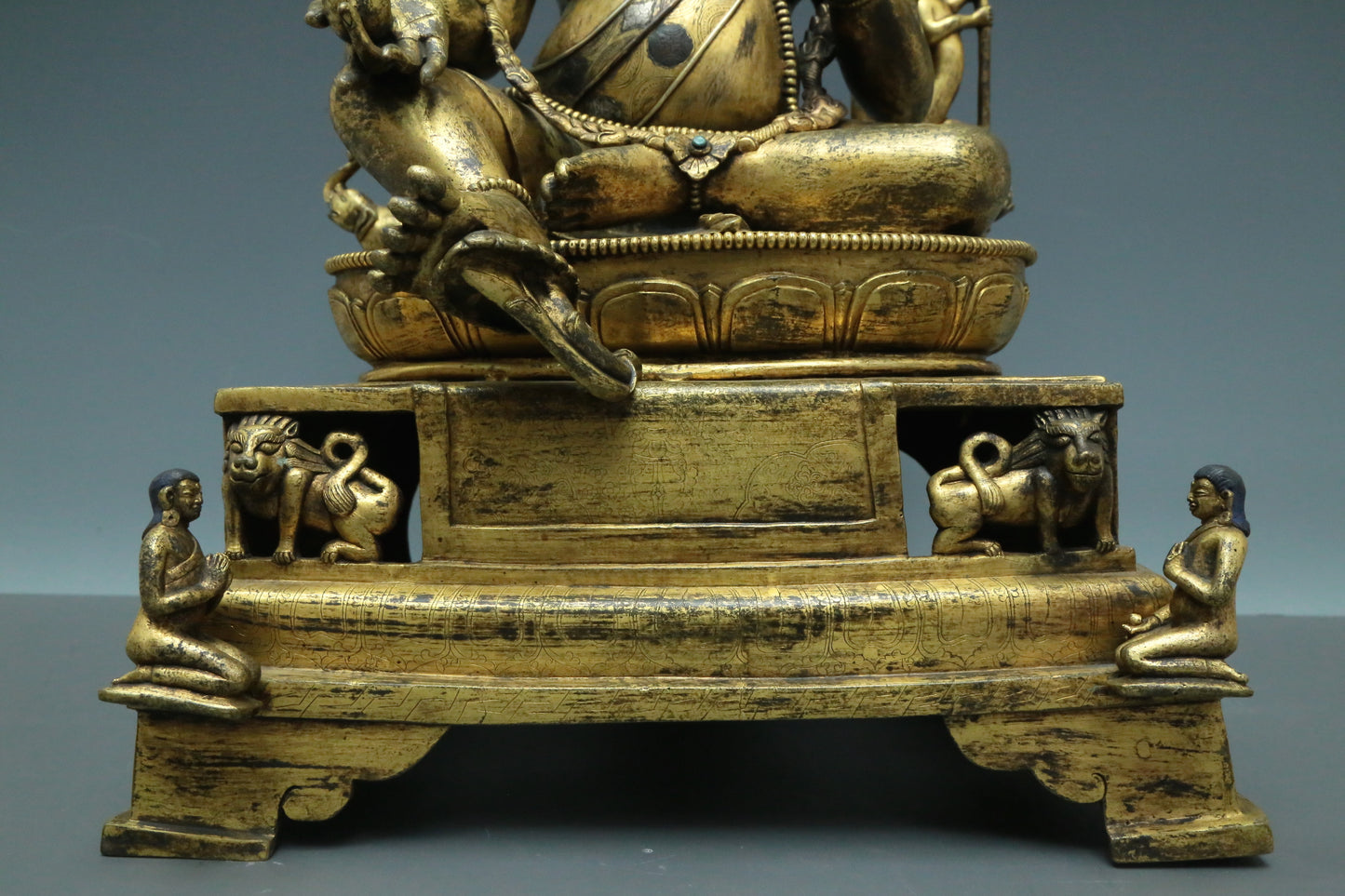 A Brilliant Gilt-Bronze Silver-Inlaid Figure Of Kubera With Inscriptions