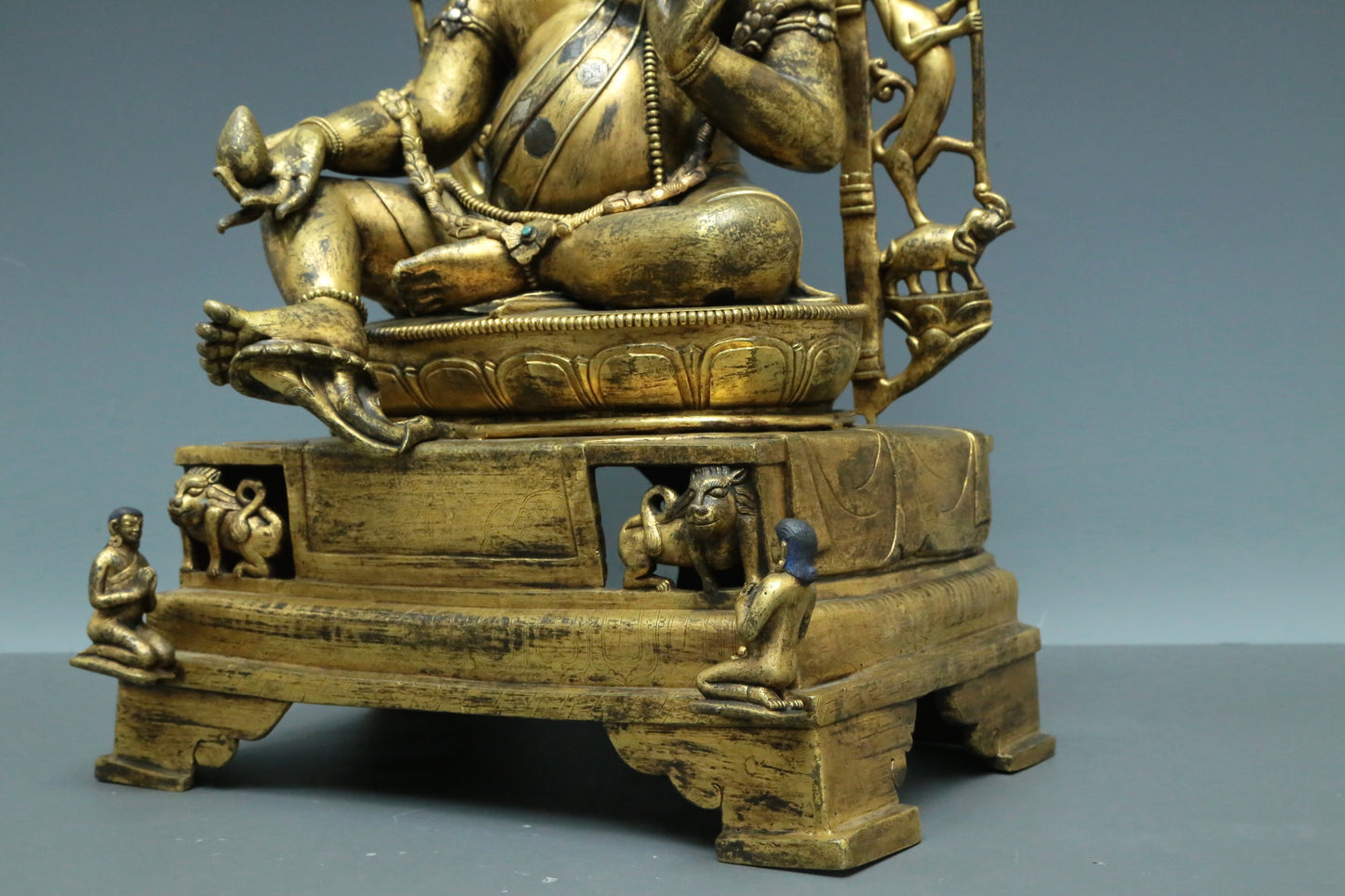 A Brilliant Gilt-Bronze Silver-Inlaid Figure Of Kubera With Inscriptions