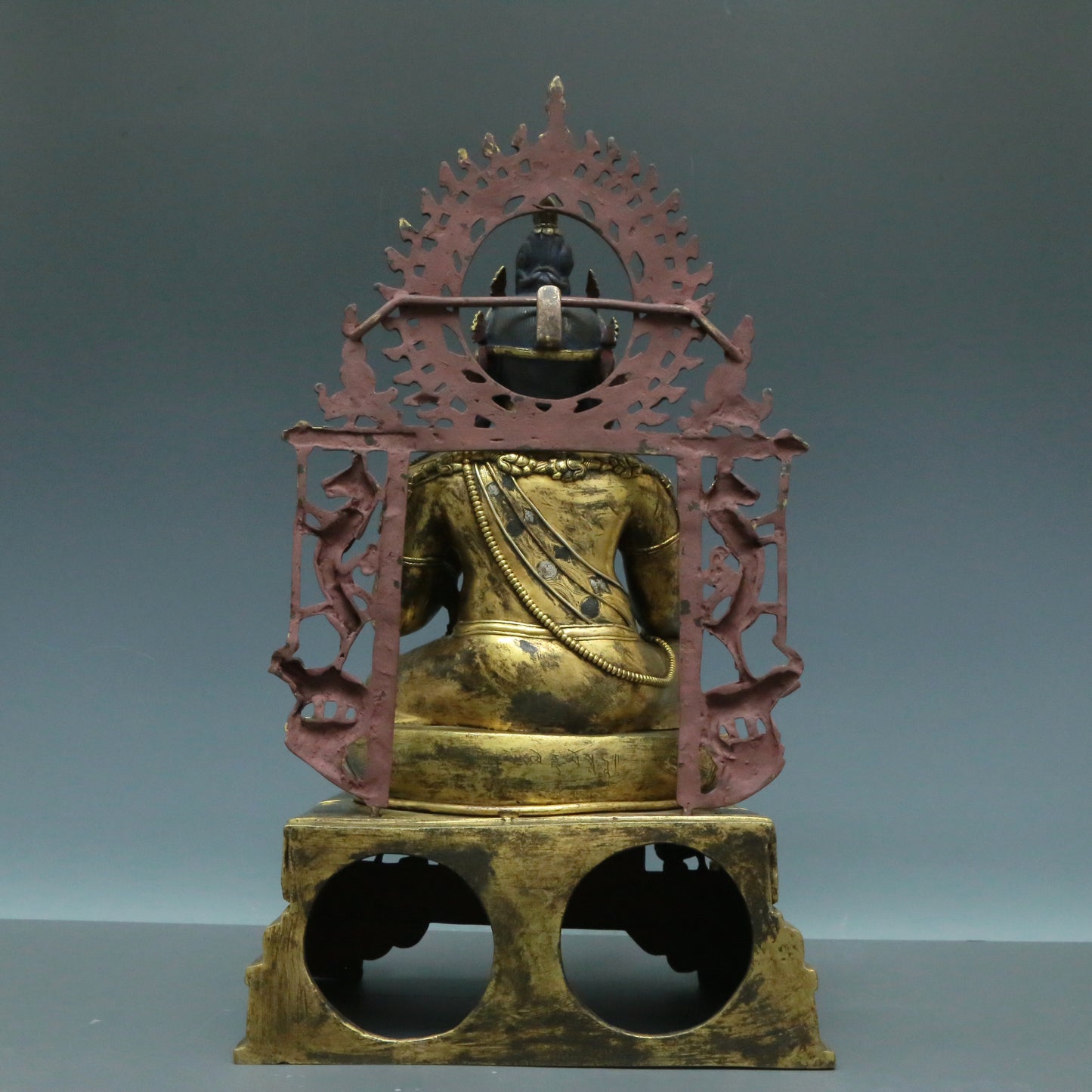 A Brilliant Gilt-Bronze Silver-Inlaid Figure Of Kubera With Inscriptions