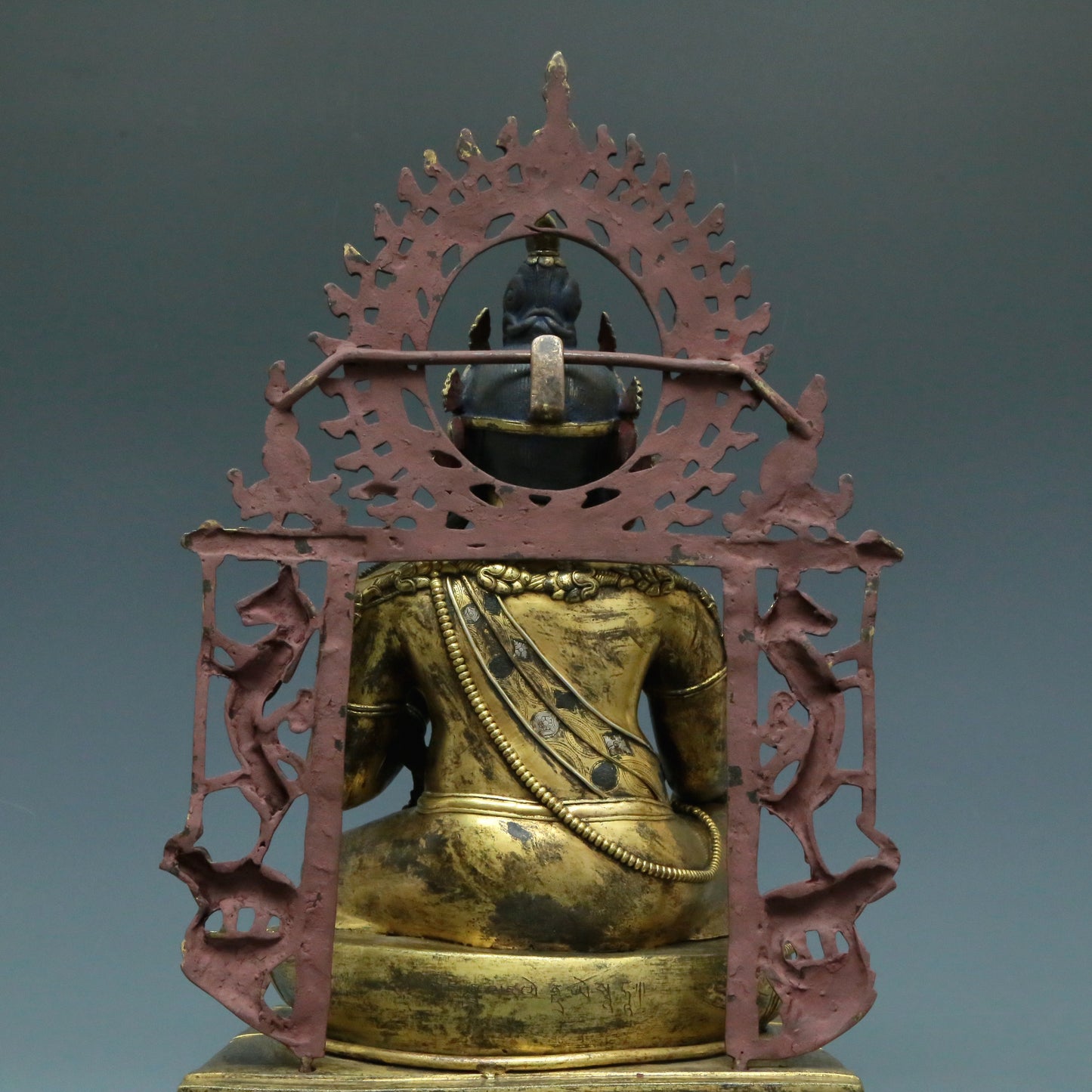 A Brilliant Gilt-Bronze Silver-Inlaid Figure Of Kubera With Inscriptions