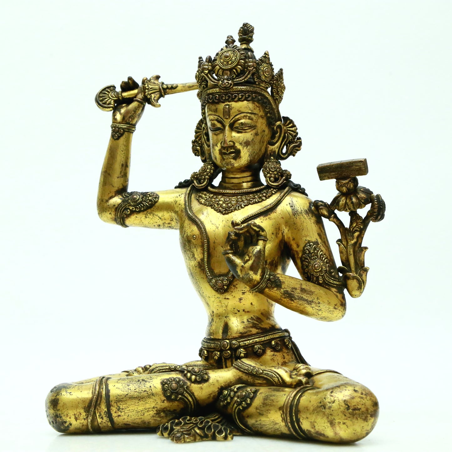 A Superb Gilt-Bronze Figure Of Manjusri
