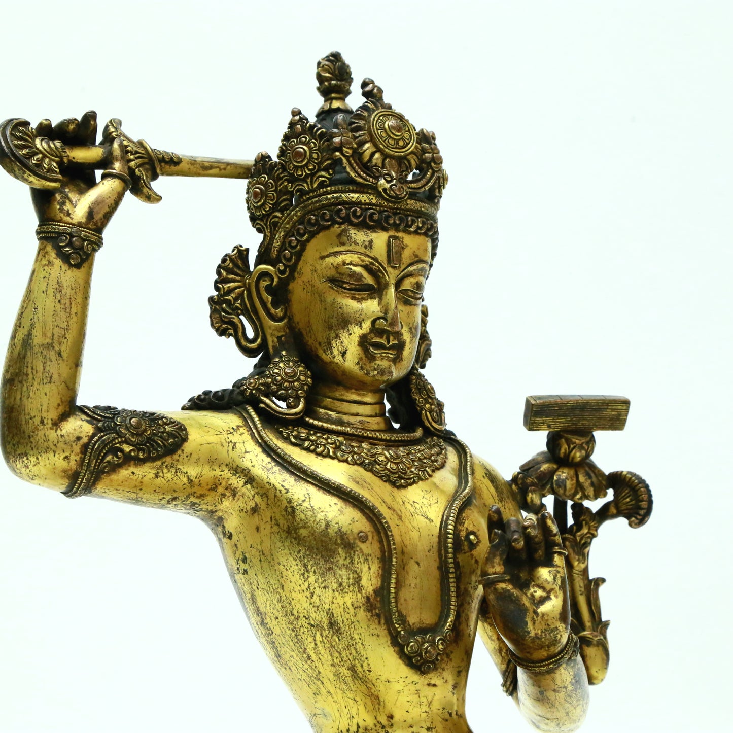 A Superb Gilt-Bronze Figure Of Manjusri
