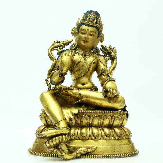 A Superb Gilt-Bronze Figure Of Green Tara With Inscriptions