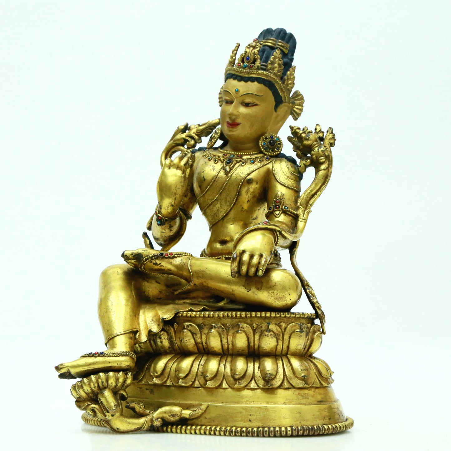 A Superb Gilt-Bronze Figure Of Green Tara With Inscriptions