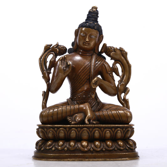 A Superb Alloy Copper Silver-Inlaid Figure Of Tara