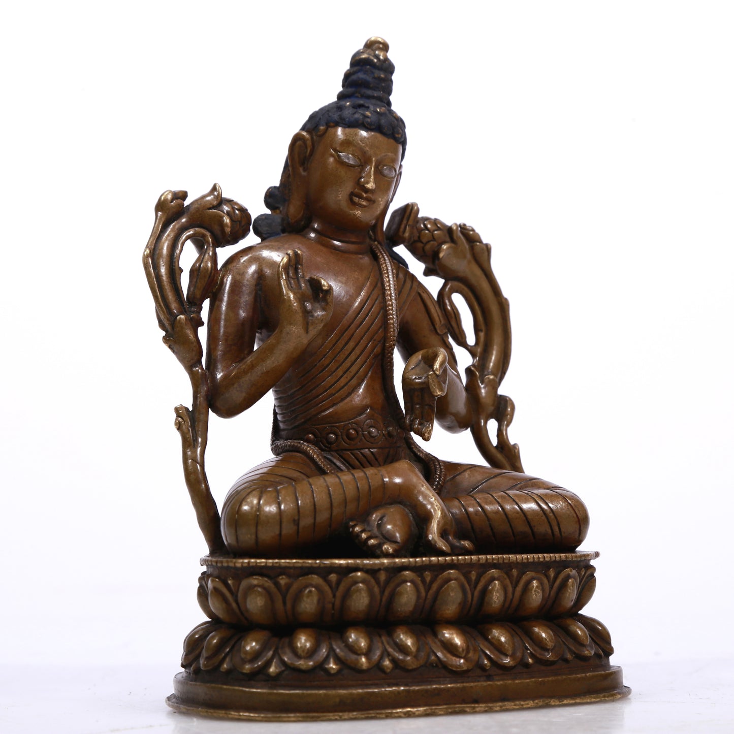 A Superb Alloy Copper Silver-Inlaid Figure Of Tara