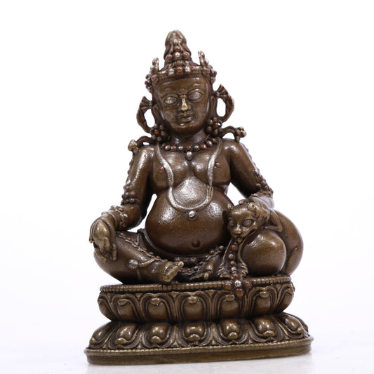 A Superb Alloy Copper Silver-Inlaid Figure Of Kubera