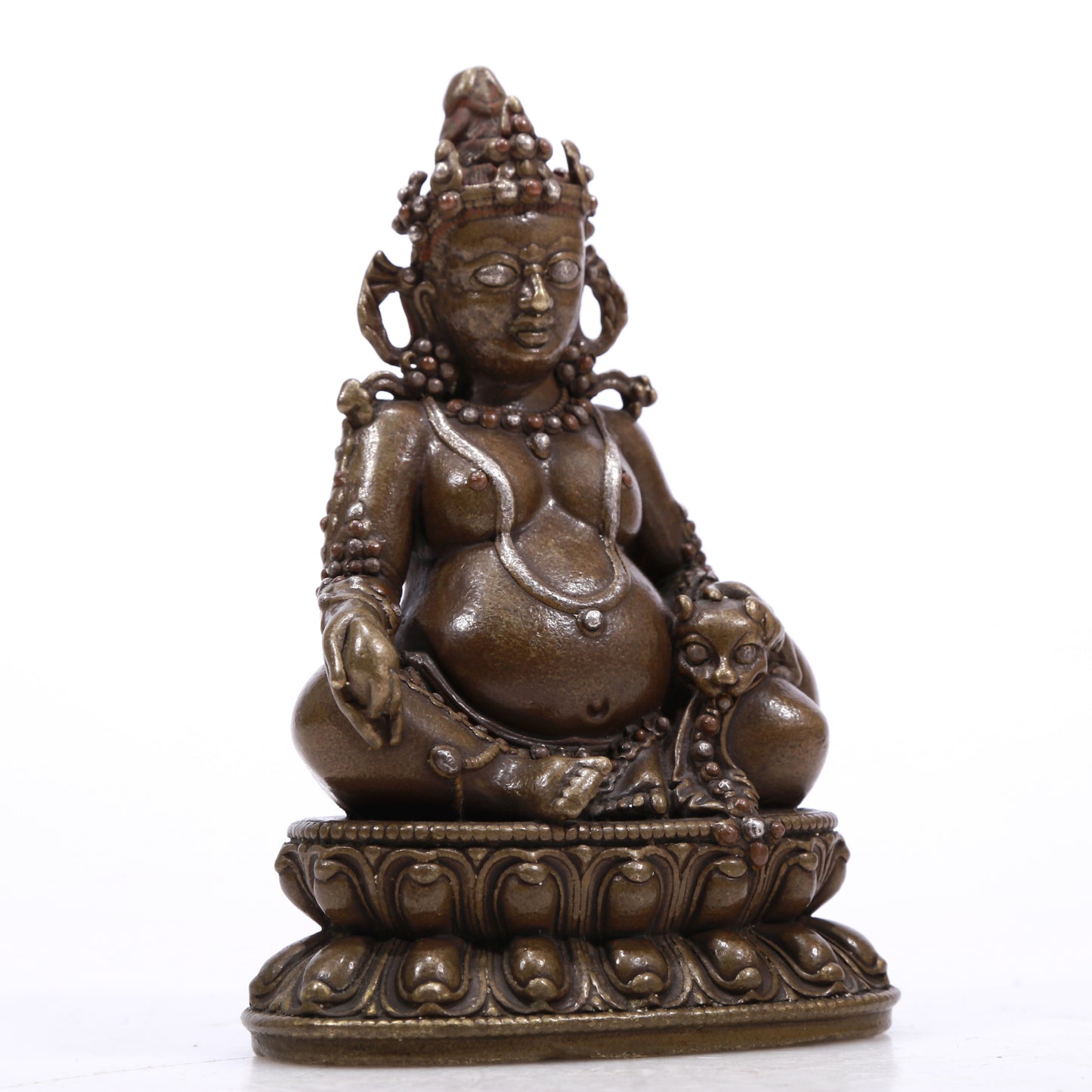 A Superb Alloy Copper Silver-Inlaid Figure Of Kubera