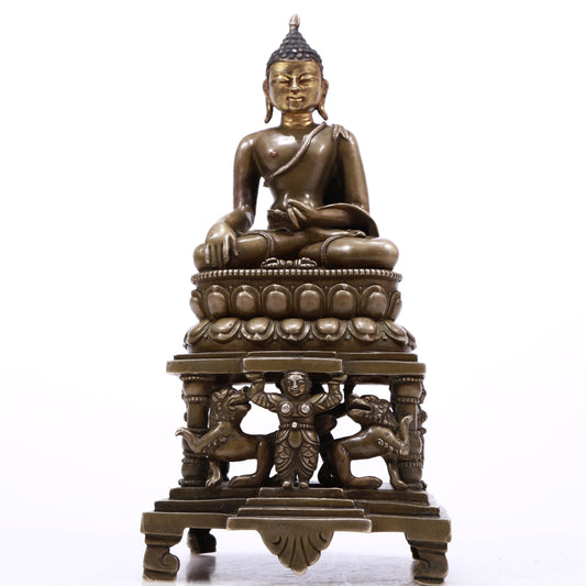 A Brilliant Gilt-Bronze Silver Figure Of Buddha Shakyamuni