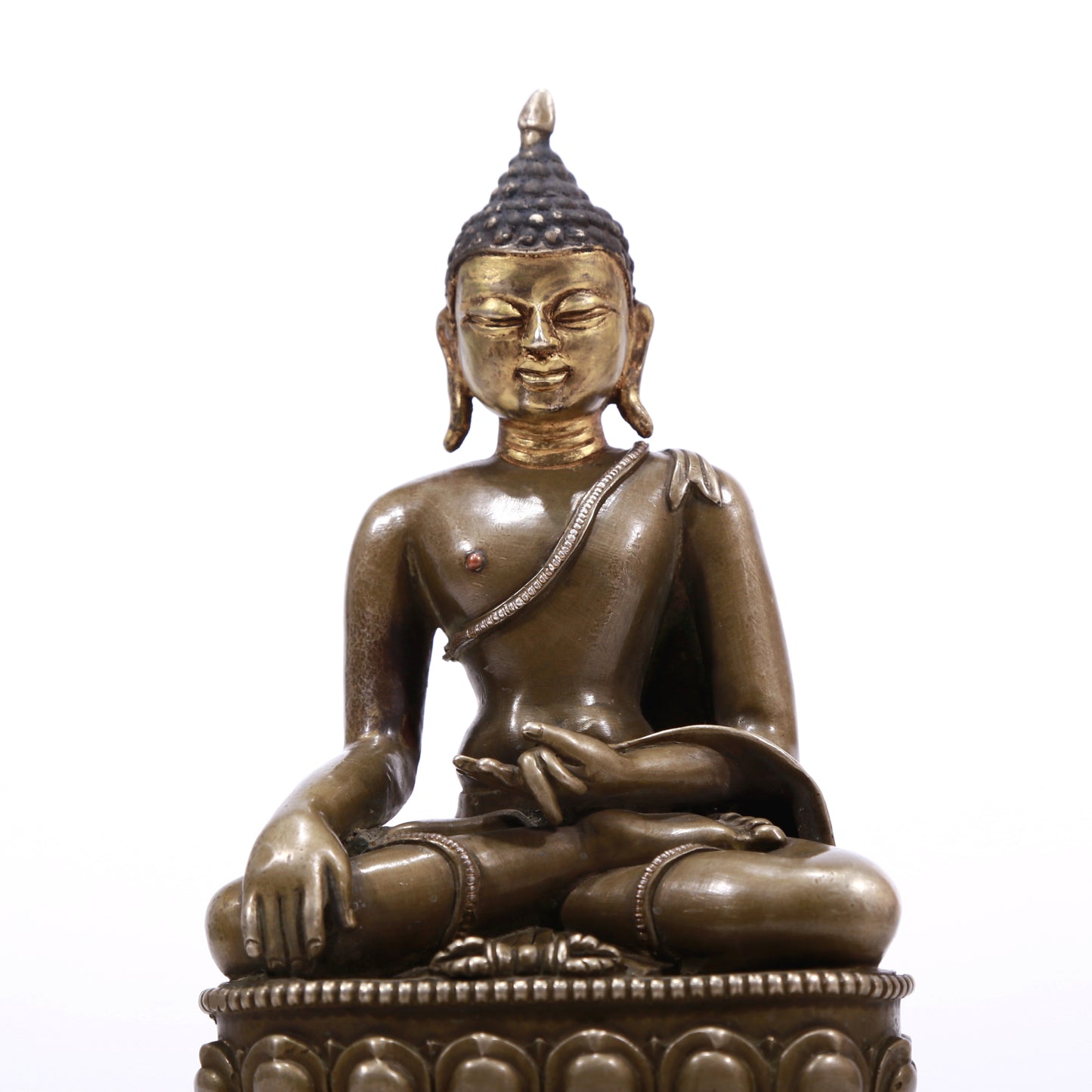 A Brilliant Gilt-Bronze Silver Figure Of Buddha Shakyamuni