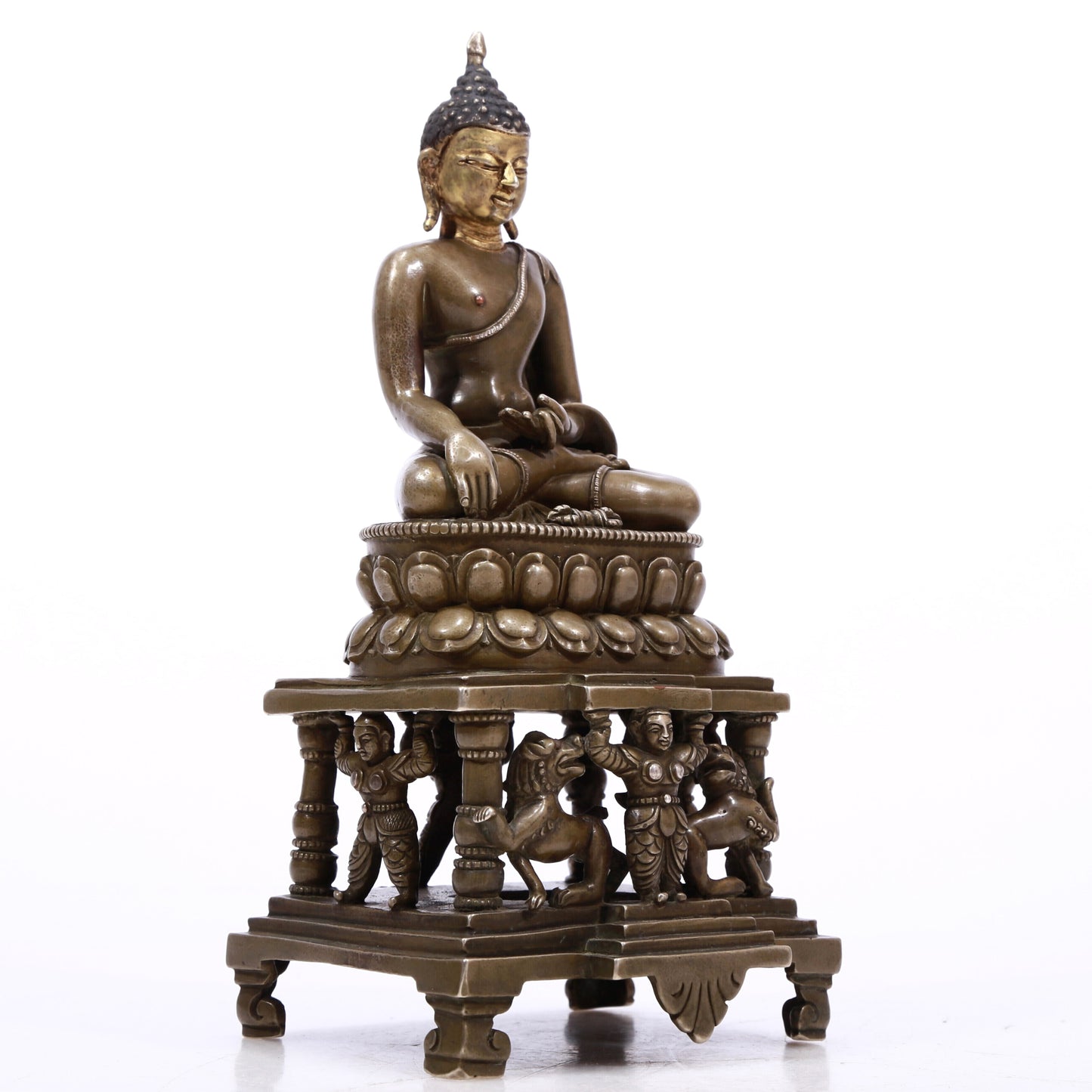 A Brilliant Gilt-Bronze Silver Figure Of Buddha Shakyamuni