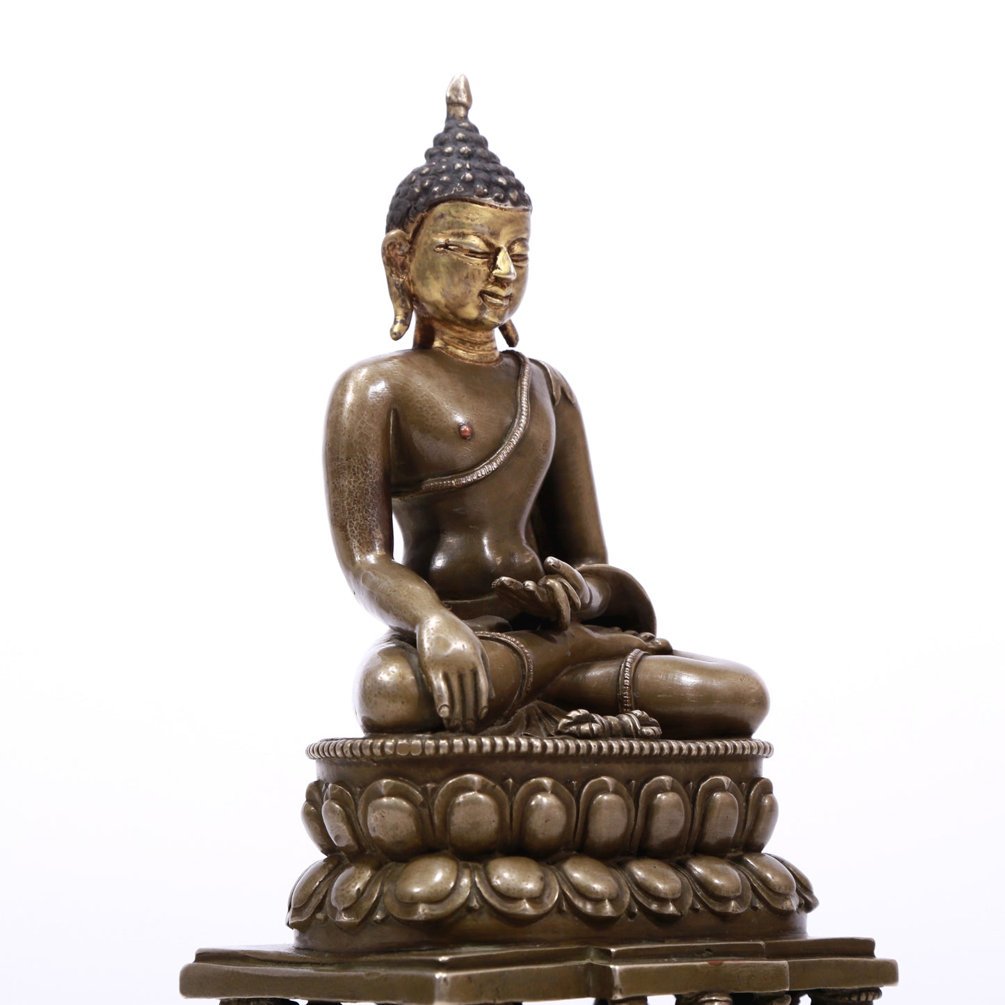 A Brilliant Gilt-Bronze Silver Figure Of Buddha Shakyamuni