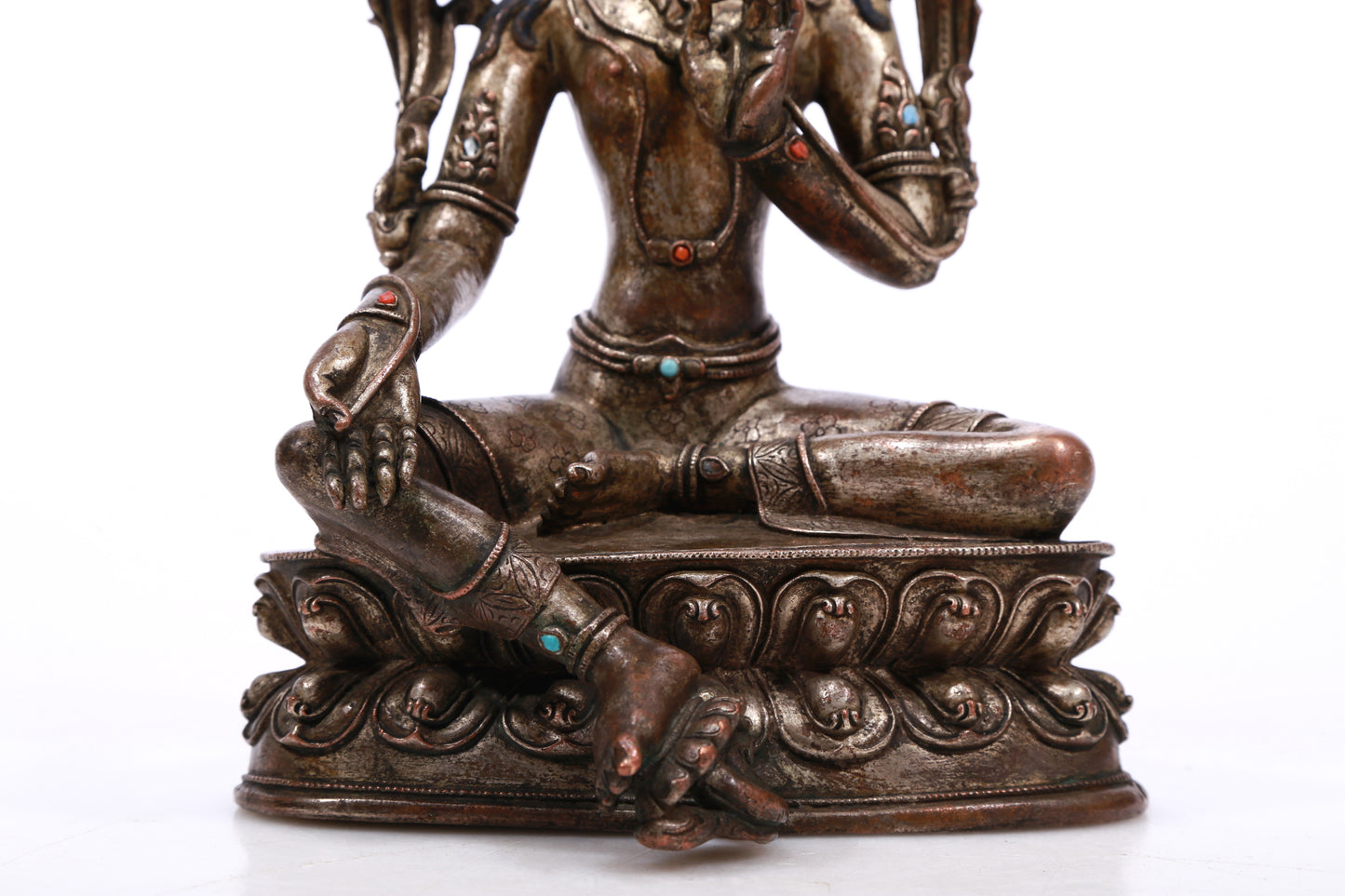 A Brilliant Gilt-Bronze Silver Figure Of Green Tara