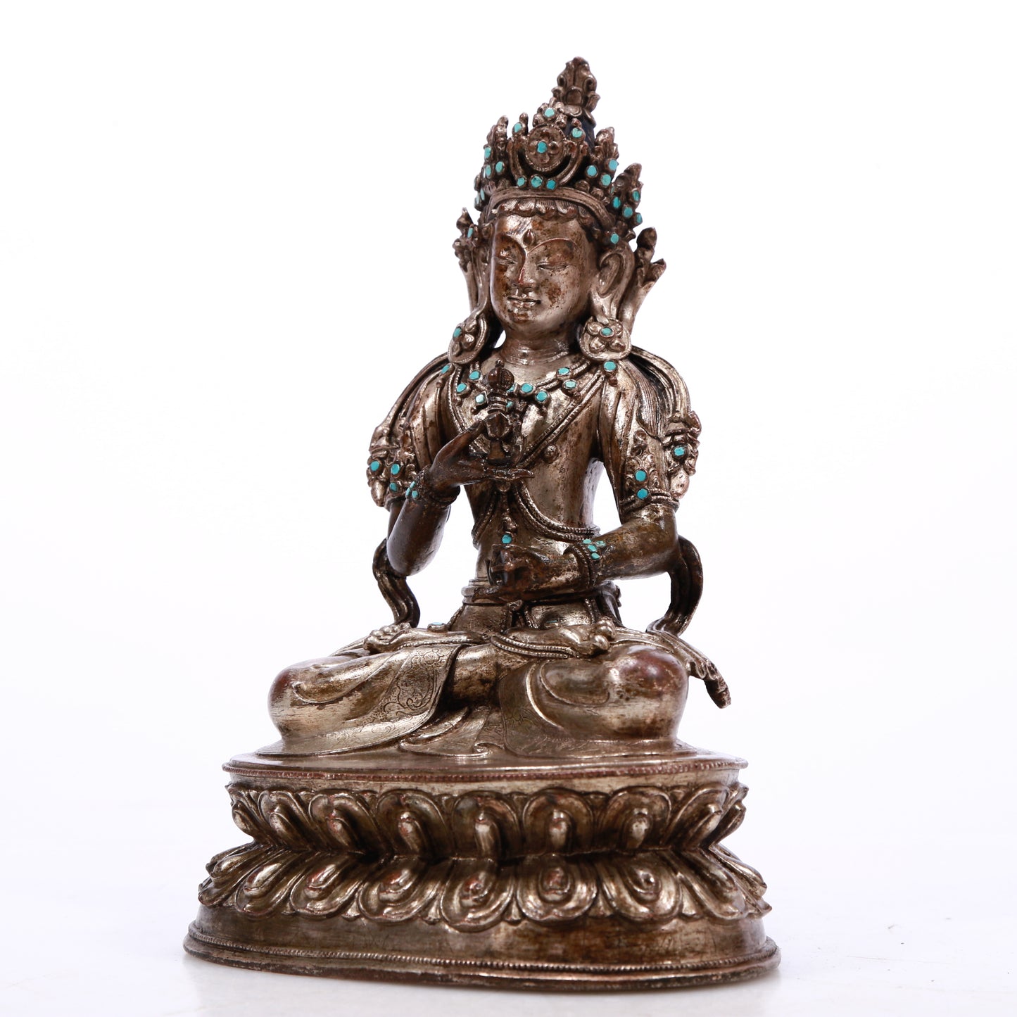 A Brilliant Silver-Bronze Figure Of Vajrasattva