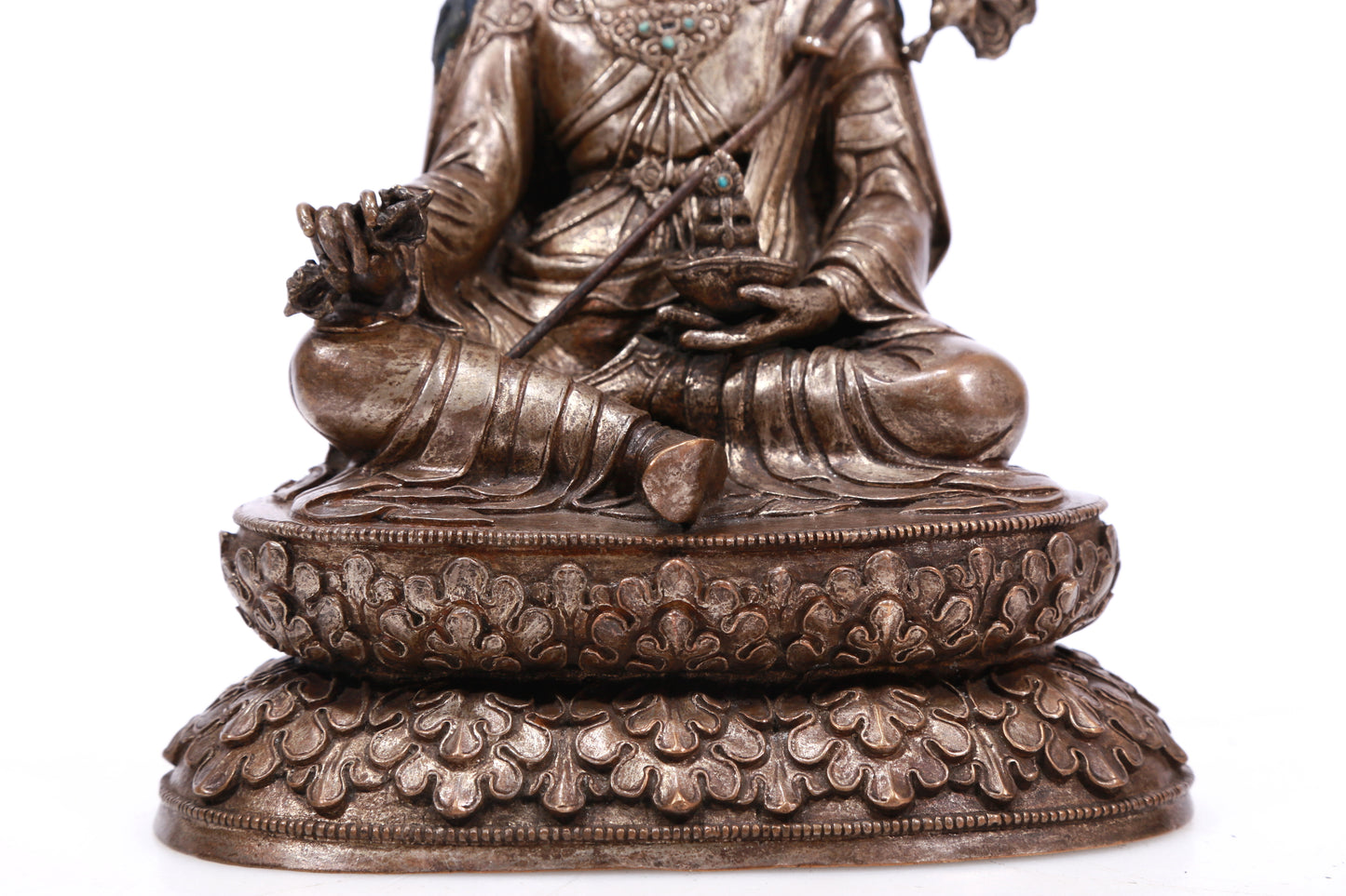 A Brilliant Gilt-Bronze Silver Figure Of Padmasambhava