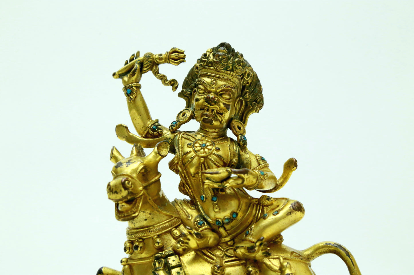 A Superb Gilt-Bronze Figure Of Kubera Seated On A Horse, With Inscriptions