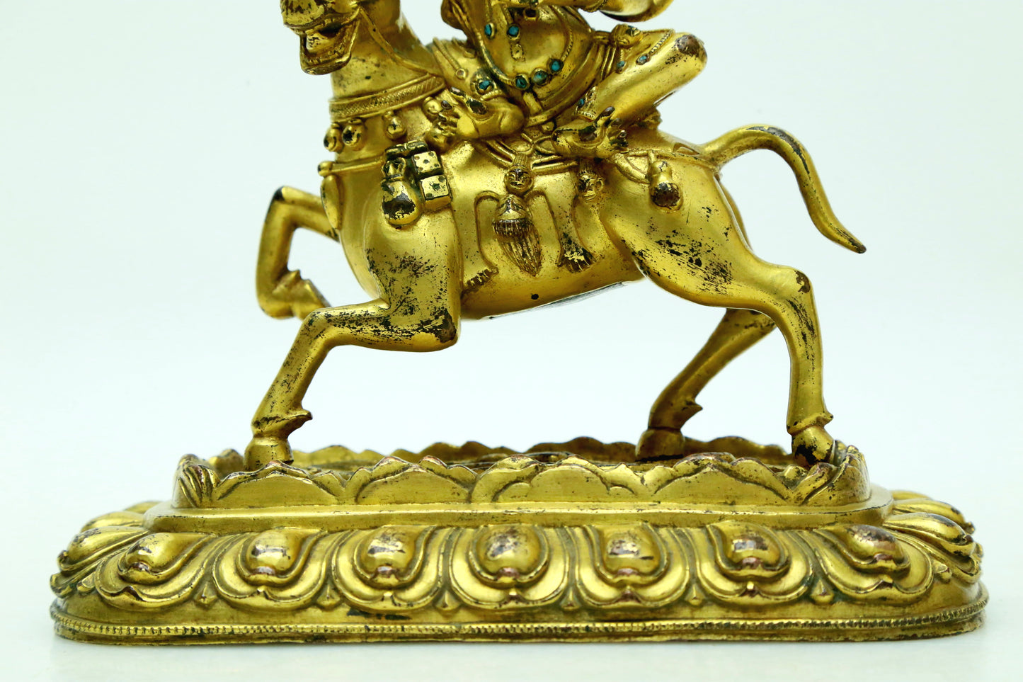 A Superb Gilt-Bronze Figure Of Kubera Seated On A Horse, With Inscriptions