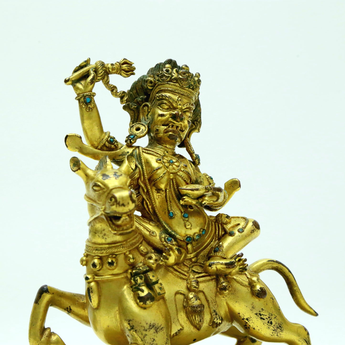 A Superb Gilt-Bronze Figure Of Kubera Seated On A Horse, With Inscriptions