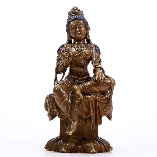 A Brilliant Alloy-Copper Figure Of Guanyin With Inscriptions