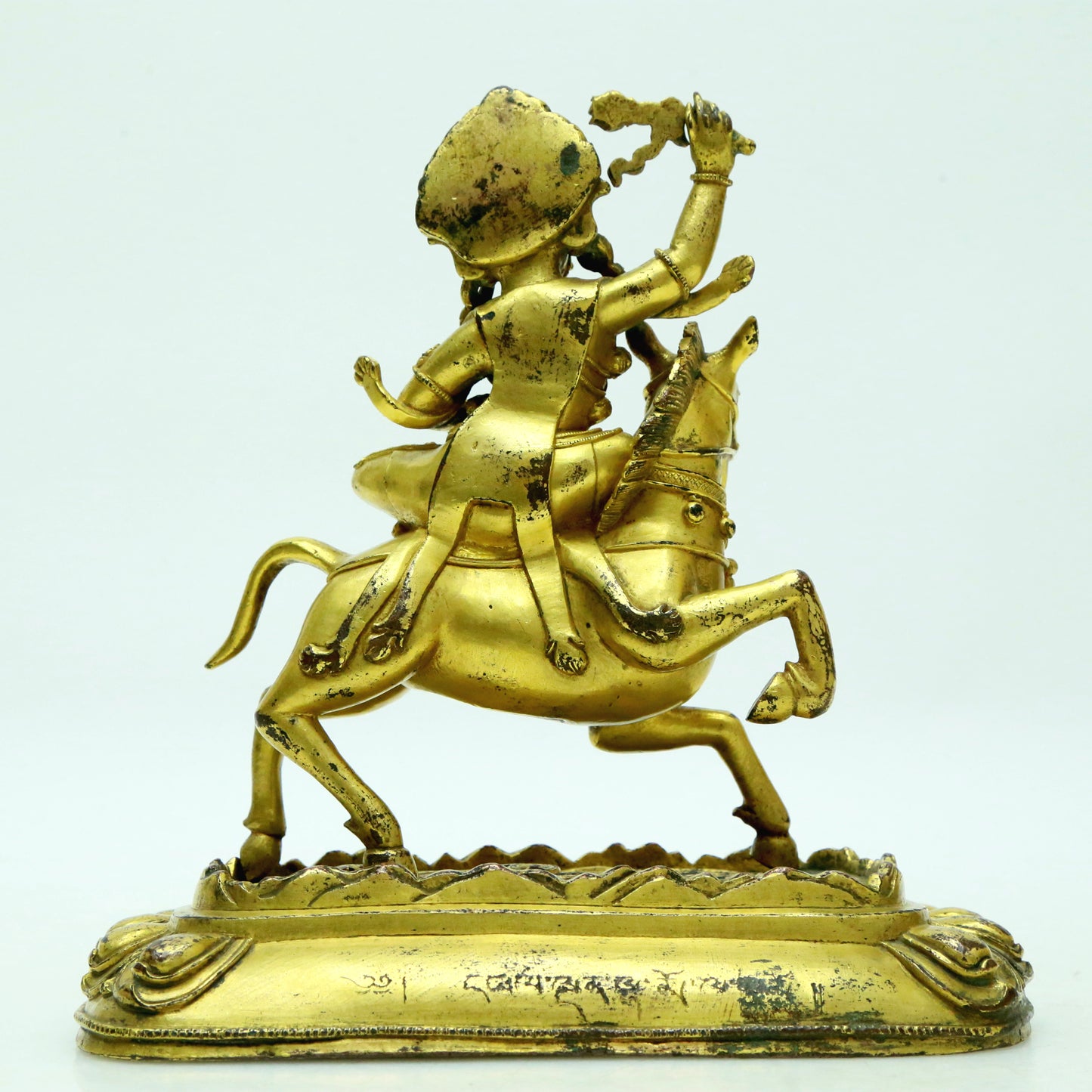 A Superb Gilt-Bronze Figure Of Kubera Seated On A Horse, With Inscriptions
