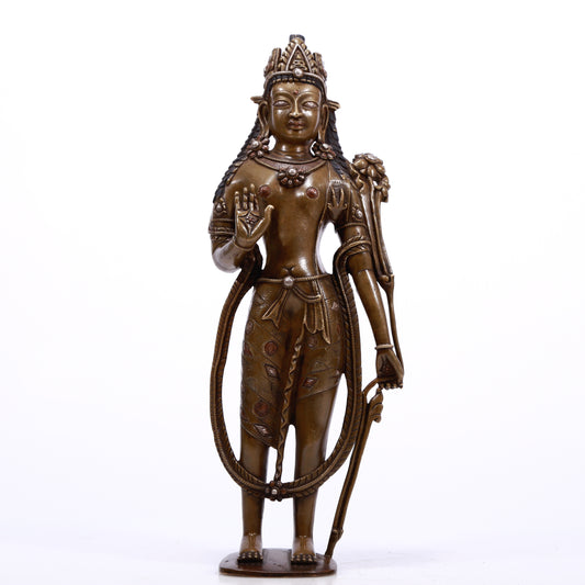 A Brilliant Alloy-Copper Silver-Inlaid Figure Of Tara