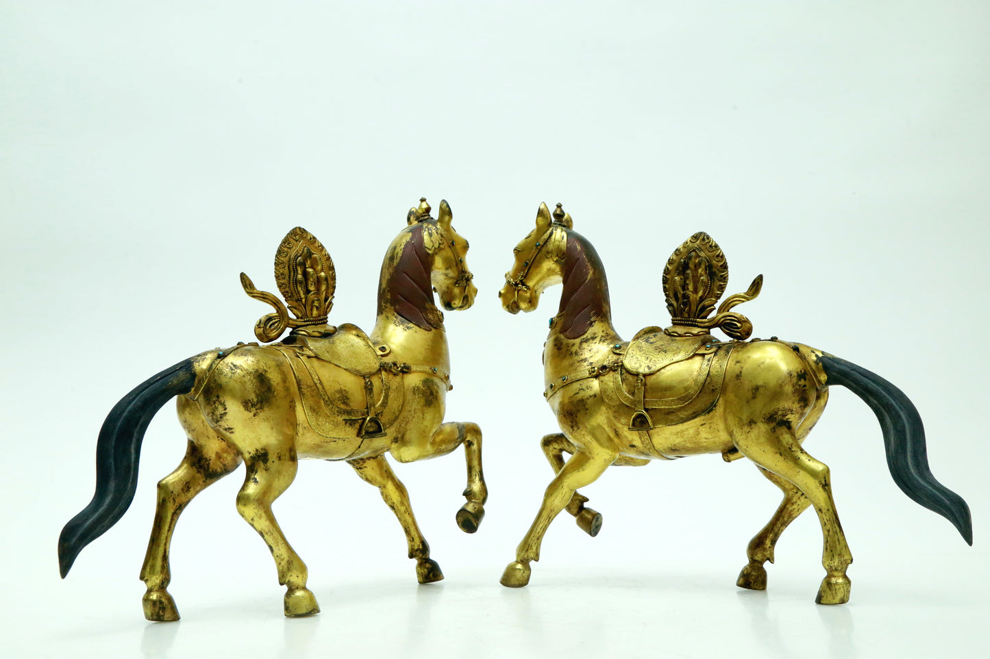 A Brilliant Pair Of Gilt-Bronze Horses