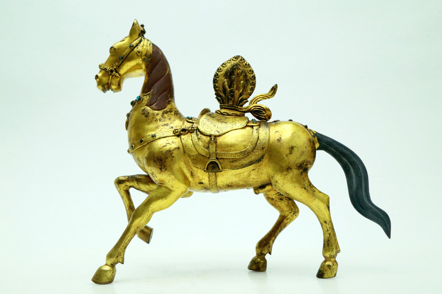 A Brilliant Pair Of Gilt-Bronze Horses