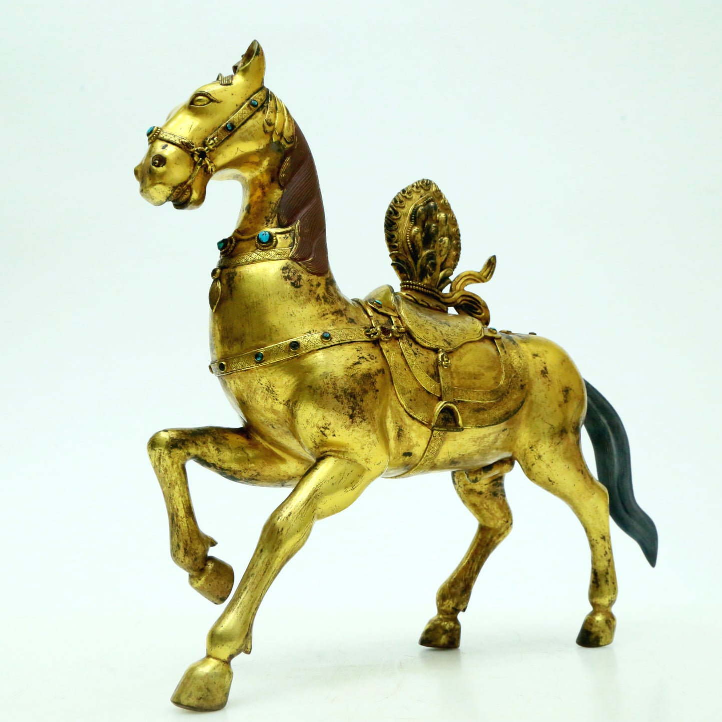 A Brilliant Pair Of Gilt-Bronze Horses