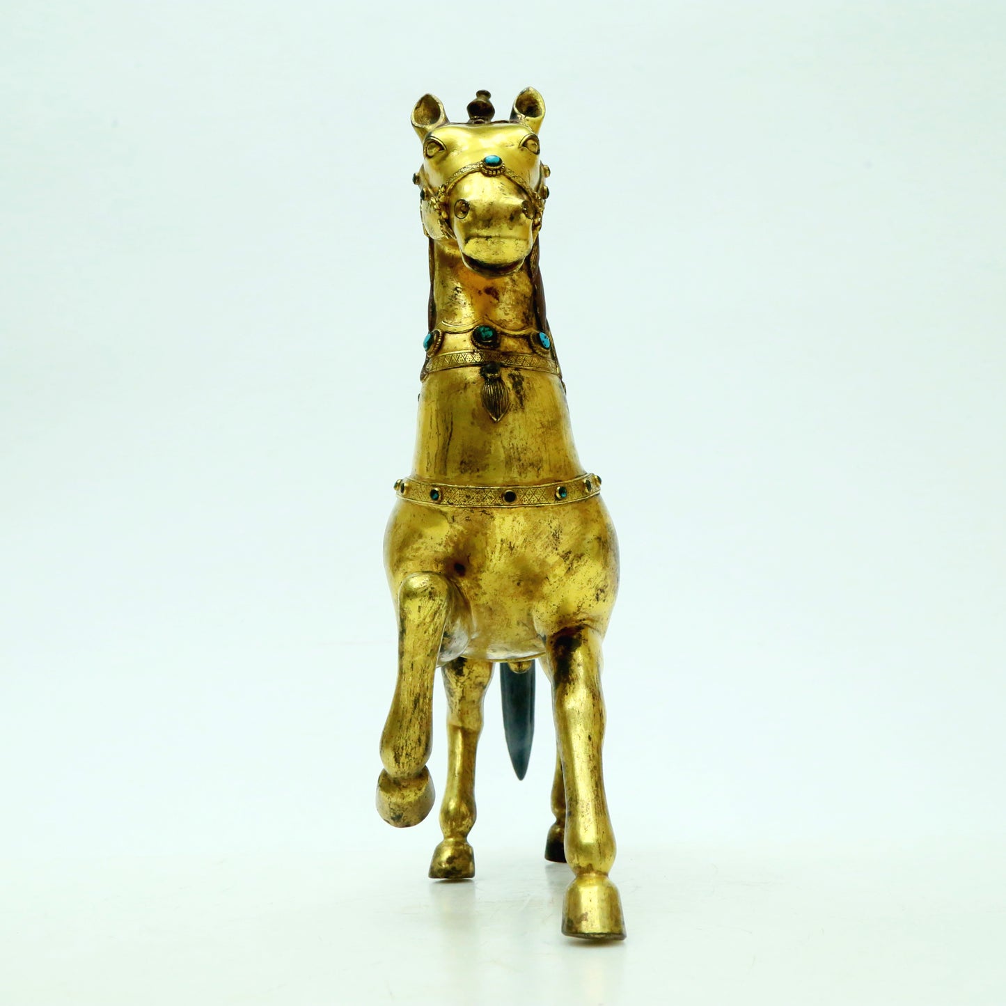 A Brilliant Pair Of Gilt-Bronze Horses