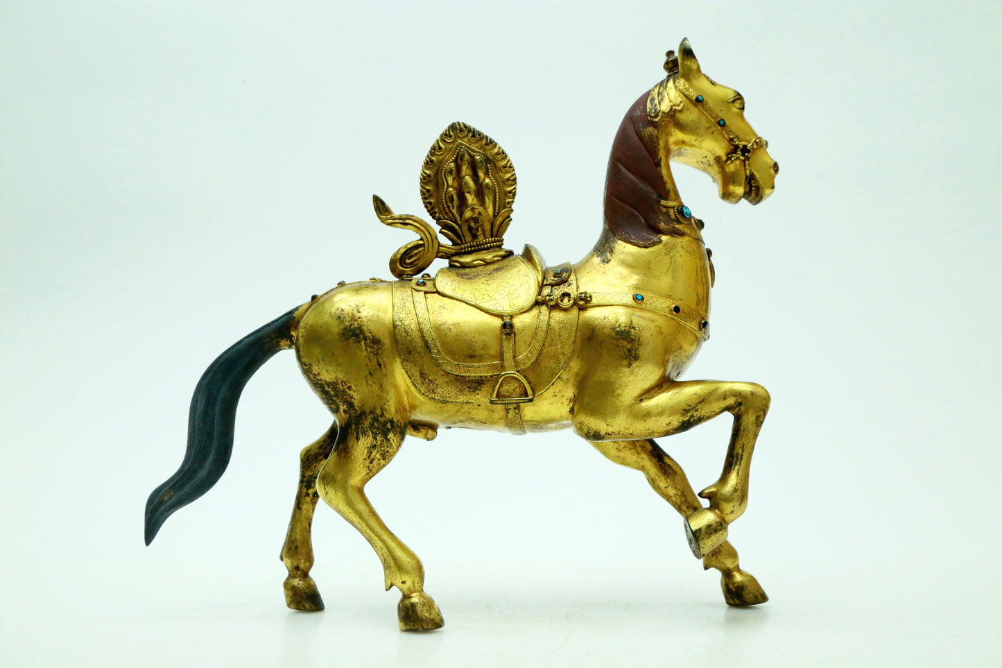 A Brilliant Pair Of Gilt-Bronze Horses