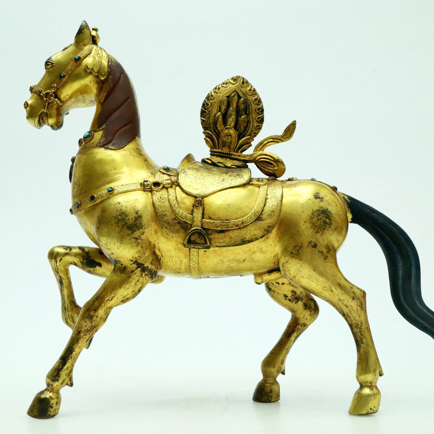 A Brilliant Pair Of Gilt-Bronze Horses