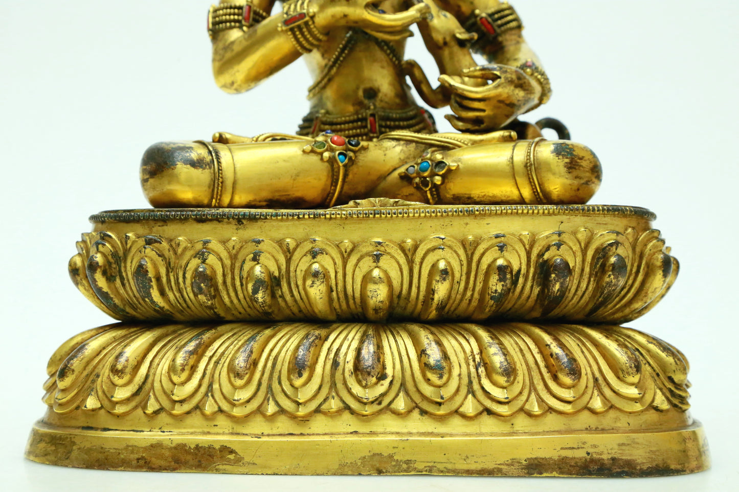 A Brilliant Gilt-Bronze Gem-Inlaid Figure Of Kubera With Inscriptions