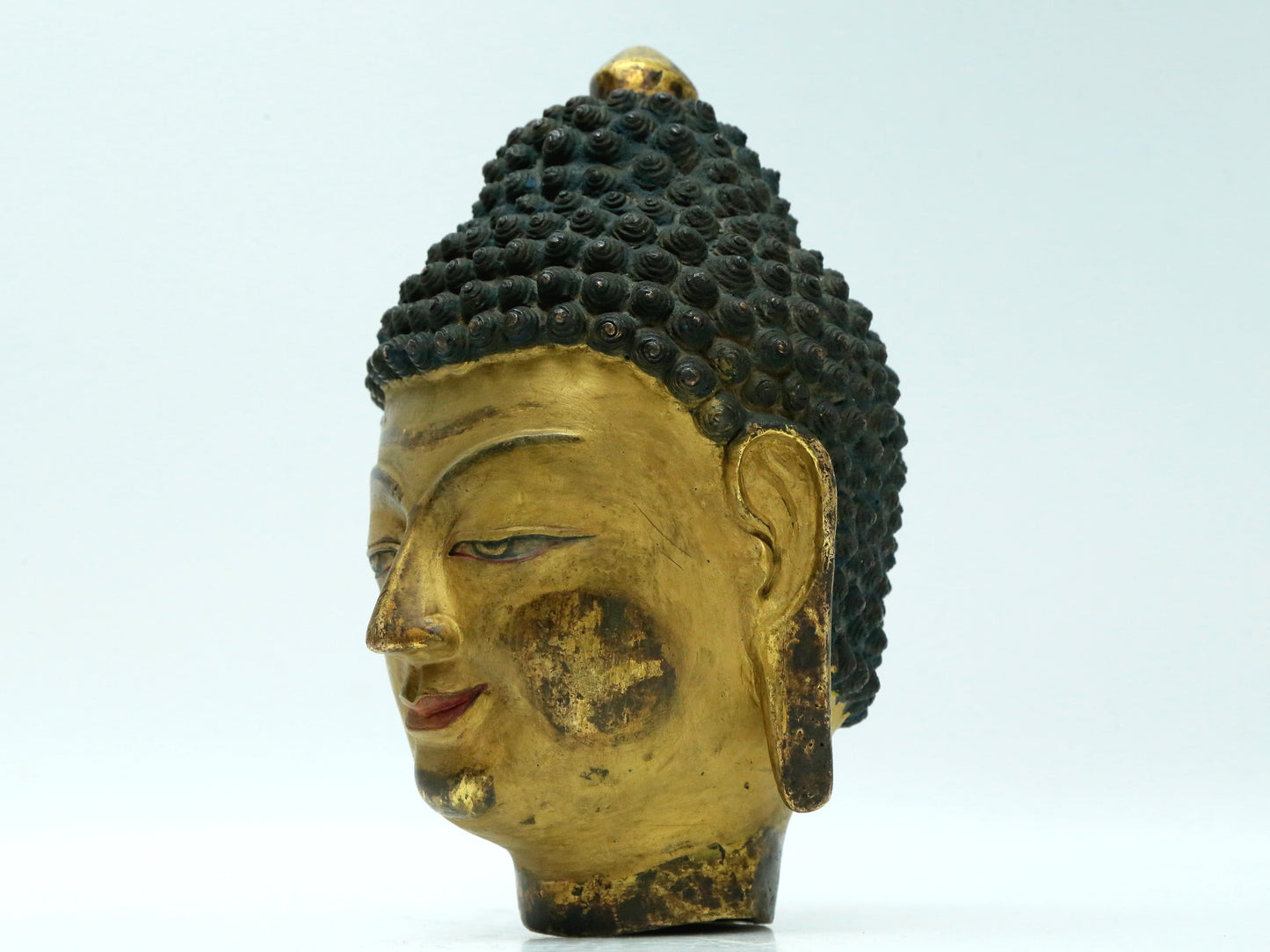 A Fabulous Gilt-Bronze Head Of Buddha Shakyamuni