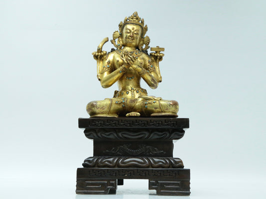 A Fabulous Gilt-Bronze Figure Of Manjusri