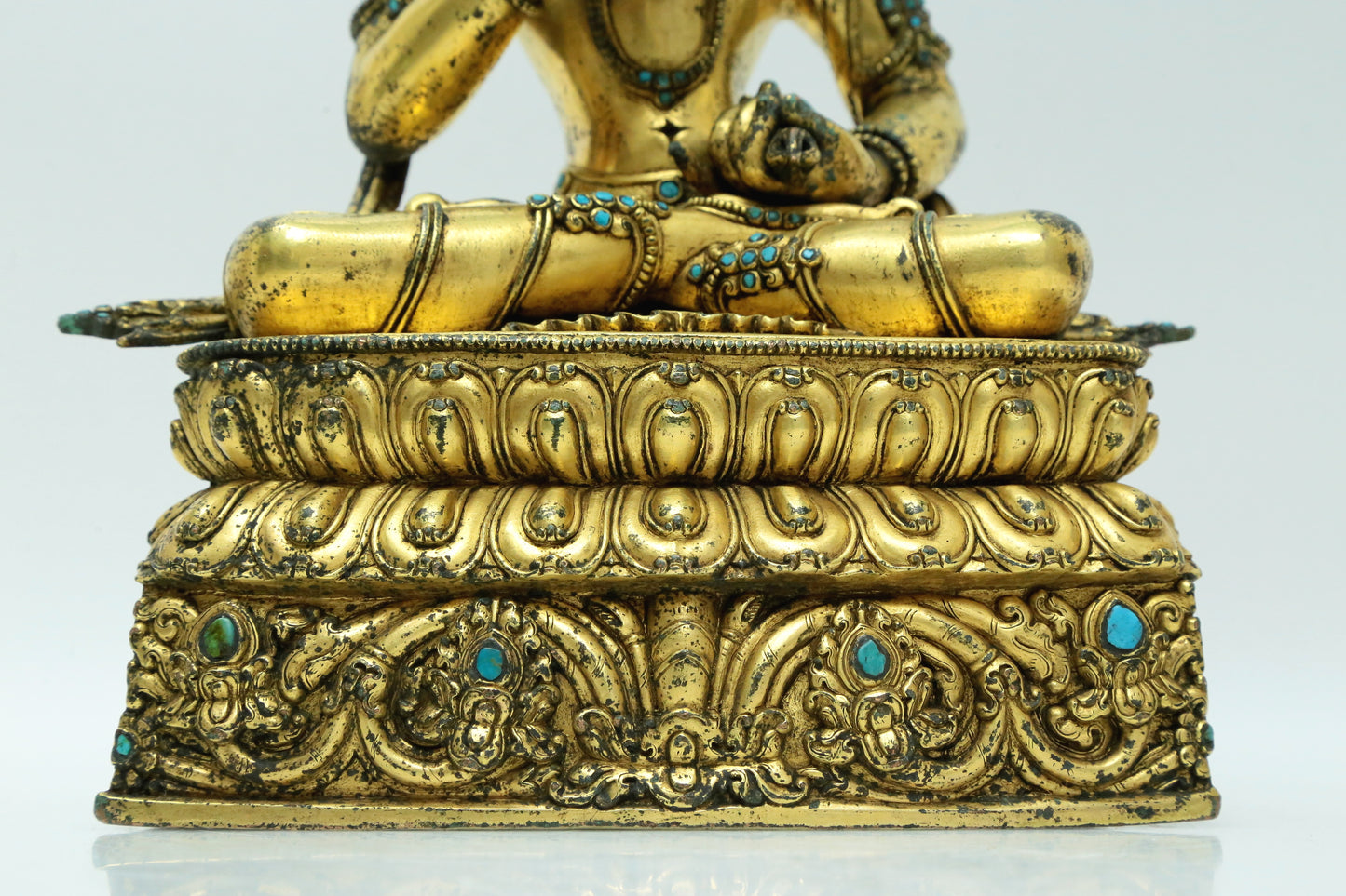 A Fabulous Gilt-Bronze Turquoise-Inlaid Figure Of Vajrasattva With Inscriptions