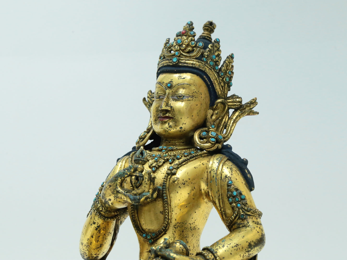 A Fabulous Gilt-Bronze Turquoise-Inlaid Figure Of Vajrasattva With Inscriptions