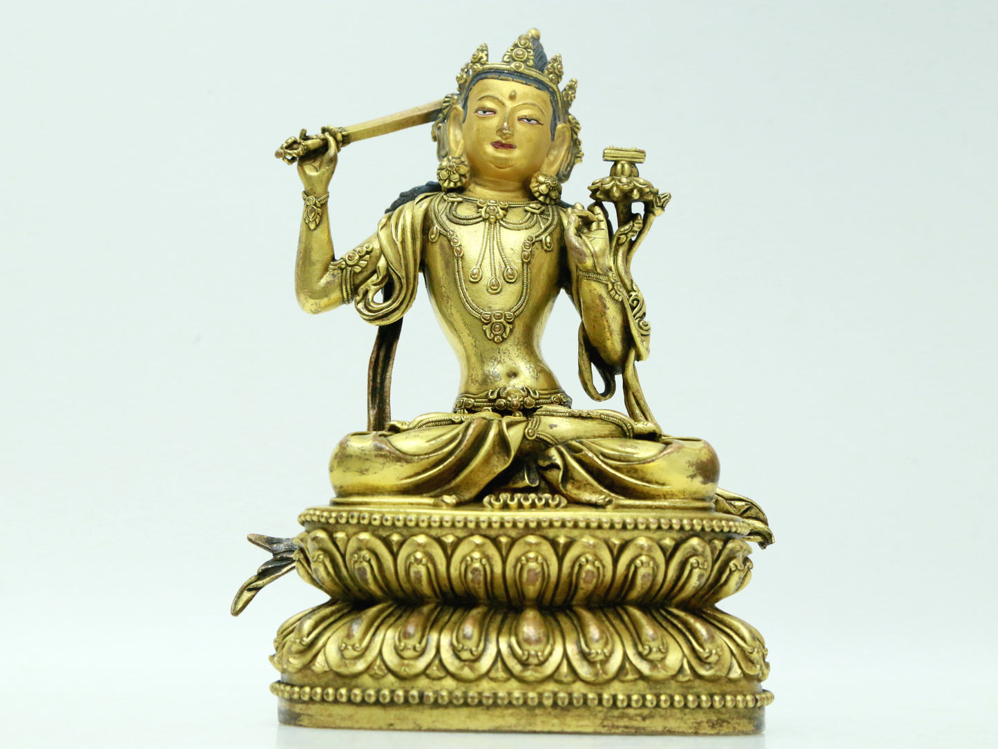 A Fabulous Gilt-Bronze Figure Of Manjusri