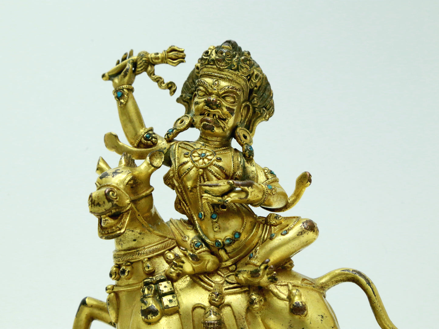 A Fabulous Gilt-Bronze Figure Of Kubera Seated On A Horse With Inscriptions