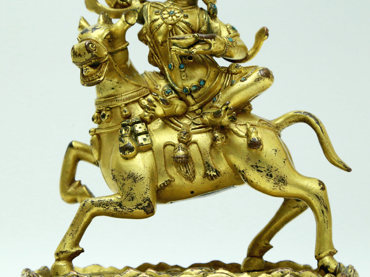 A Fabulous Gilt-Bronze Figure Of Kubera Seated On A Horse With Inscriptions