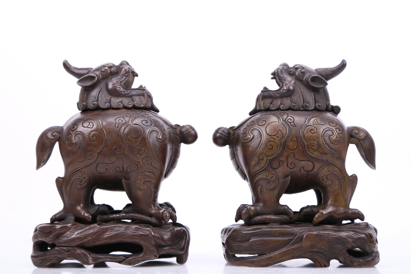 A Precious Pair Of Bronze 'Unicorn' Censers