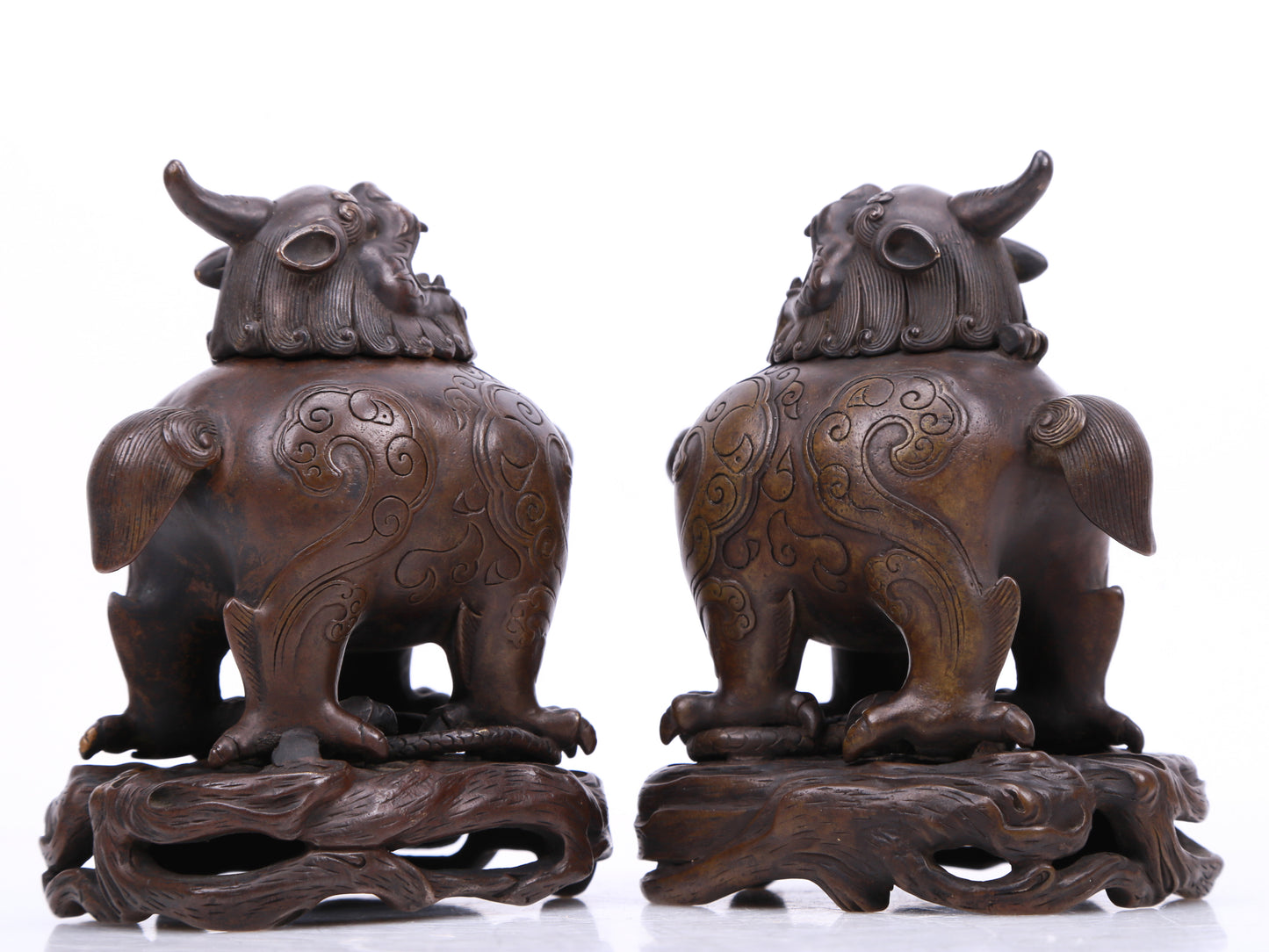 A Precious Pair Of Bronze 'Unicorn' Censers