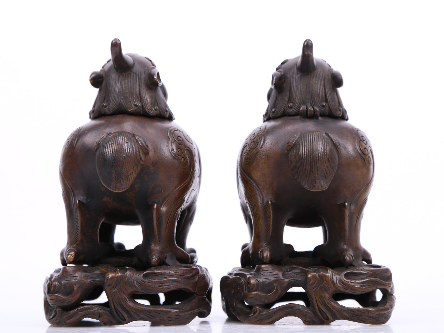 A Precious Pair Of Bronze 'Unicorn' Censers