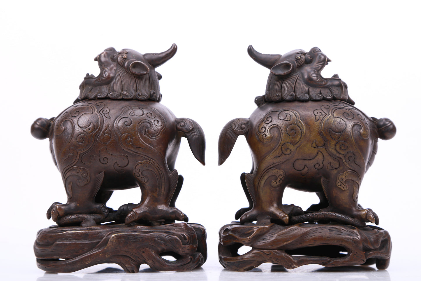 A Precious Pair Of Bronze 'Unicorn' Censers