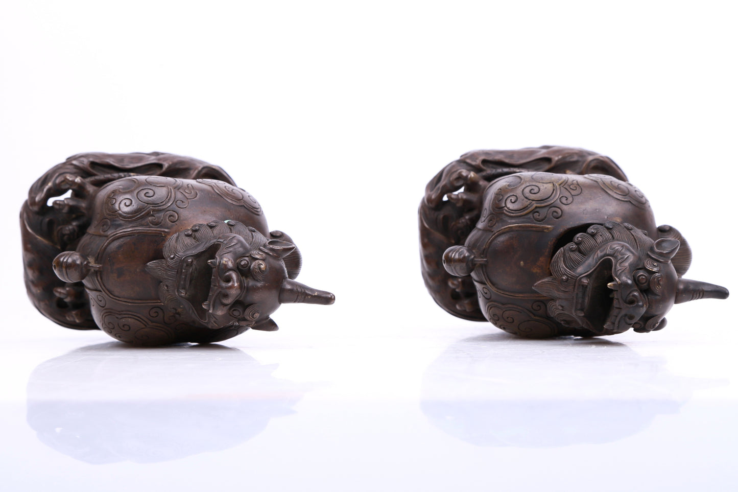 A Precious Pair Of Bronze 'Unicorn' Censers