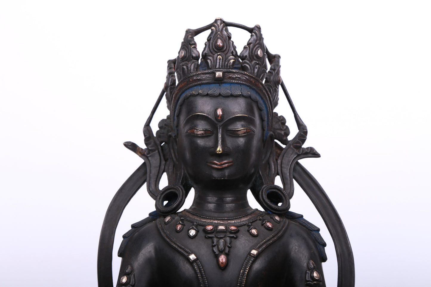 A Precious Bronze Silver-Inlaid Figure Of Amitayus